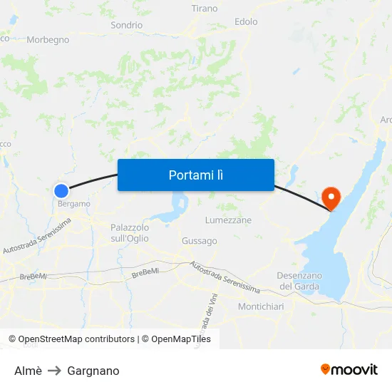 Almè to Gargnano map