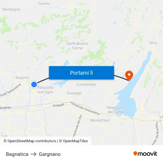 Bagnatica to Gargnano map