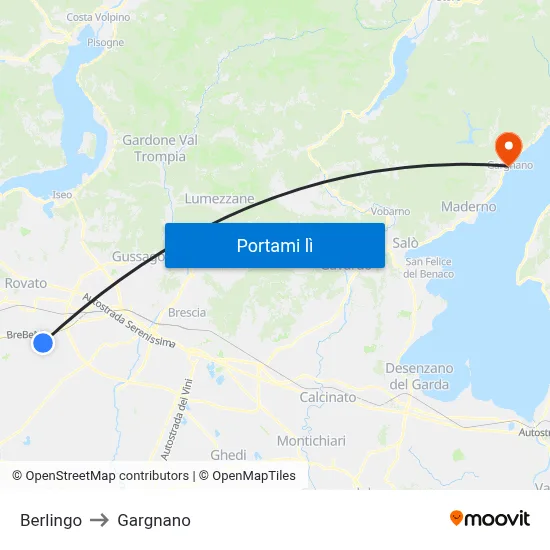 Berlingo to Gargnano map