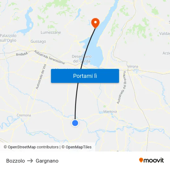 Bozzolo to Gargnano map