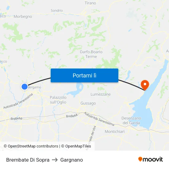 Brembate Di Sopra to Gargnano map