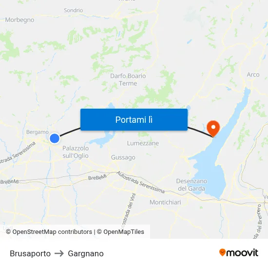 Brusaporto to Gargnano map