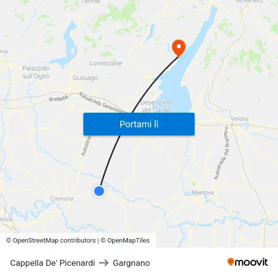 Cappella De' Picenardi to Gargnano map