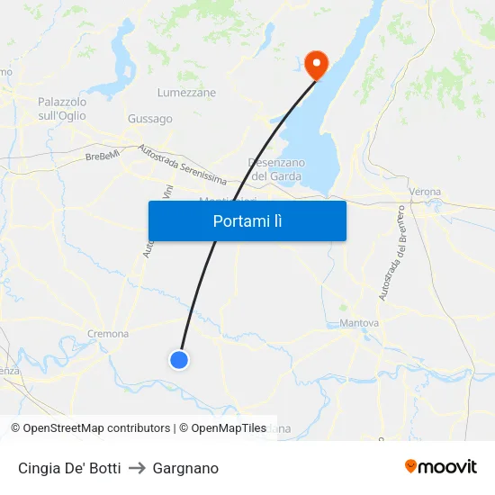Cingia De' Botti to Gargnano map