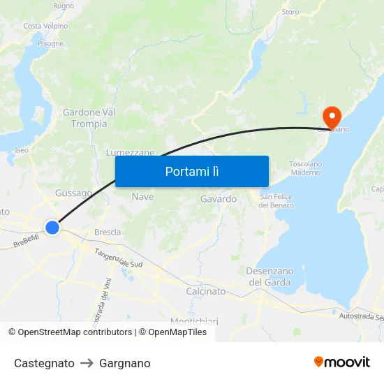 Castegnato to Gargnano map