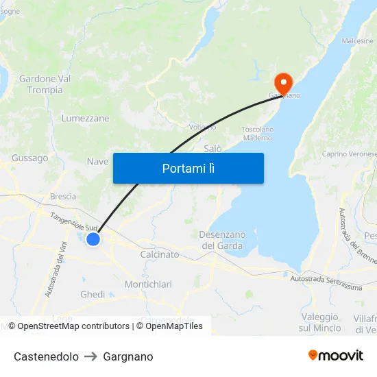 Castenedolo to Gargnano map