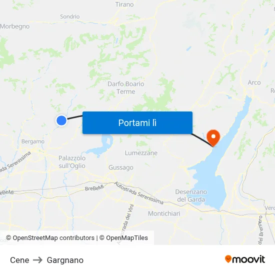 Cene to Gargnano map