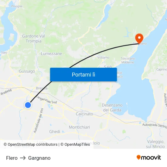 Flero to Gargnano map