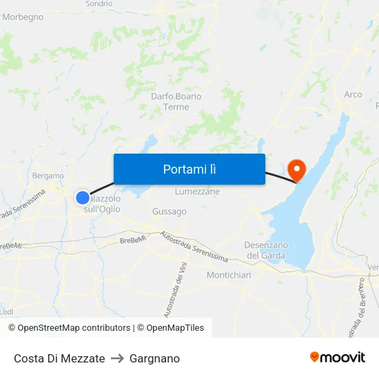 Costa Di Mezzate to Gargnano map