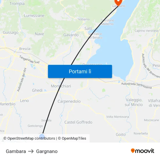 Gambara to Gargnano map