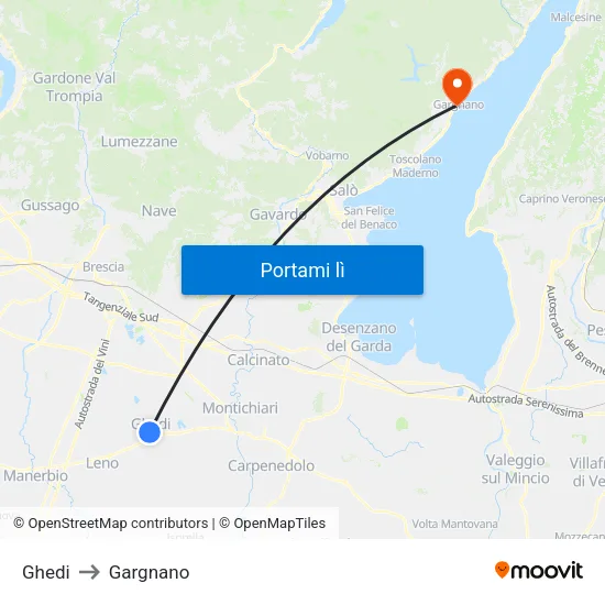 Ghedi to Gargnano map
