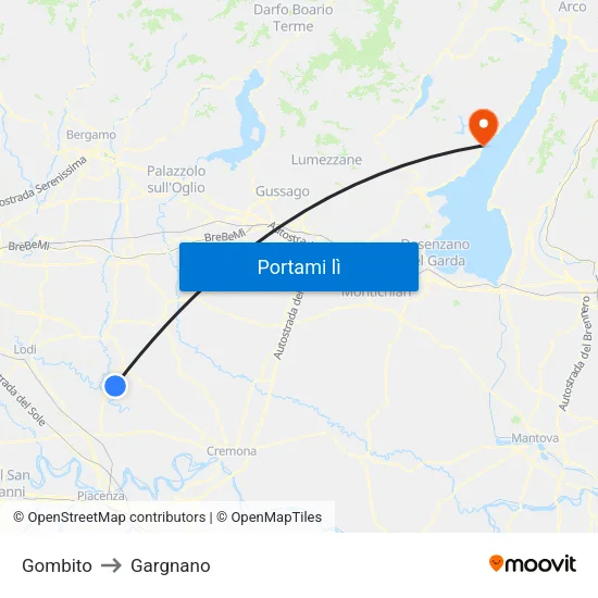 Gombito to Gargnano map