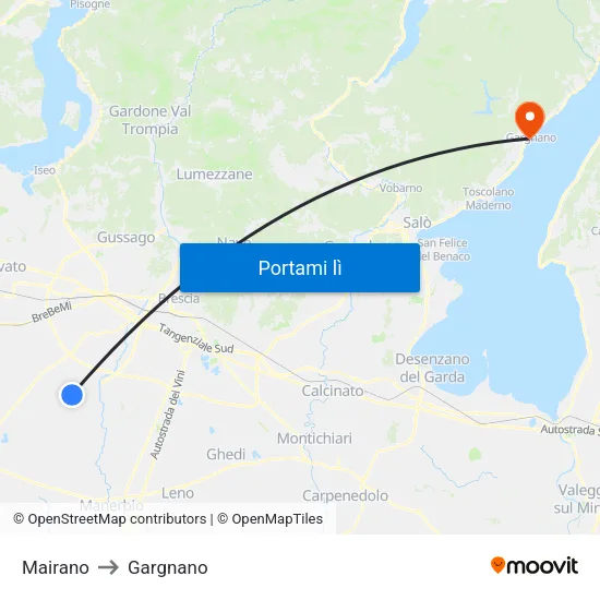 Mairano to Gargnano map