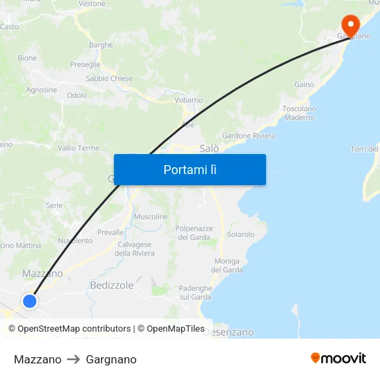 Mazzano to Gargnano map