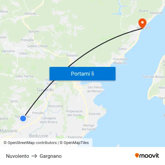 Nuvolento to Gargnano map