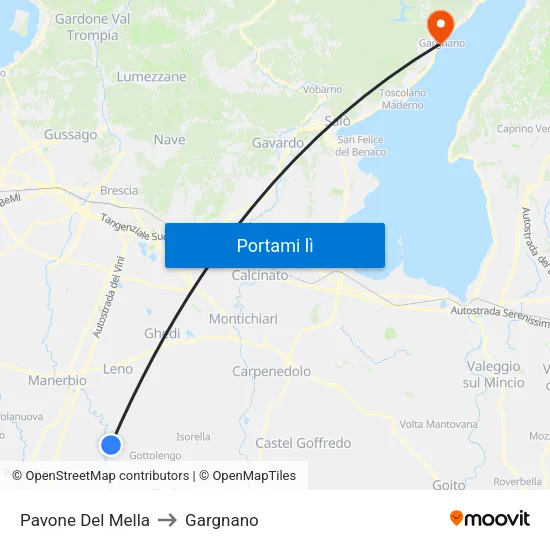 Pavone Del Mella to Gargnano map