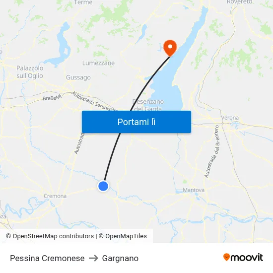Pessina Cremonese to Gargnano map