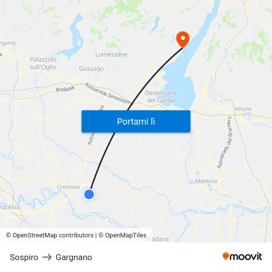 Sospiro to Gargnano map