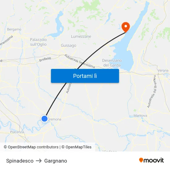 Spinadesco to Gargnano map