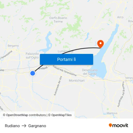 Rudiano to Gargnano map