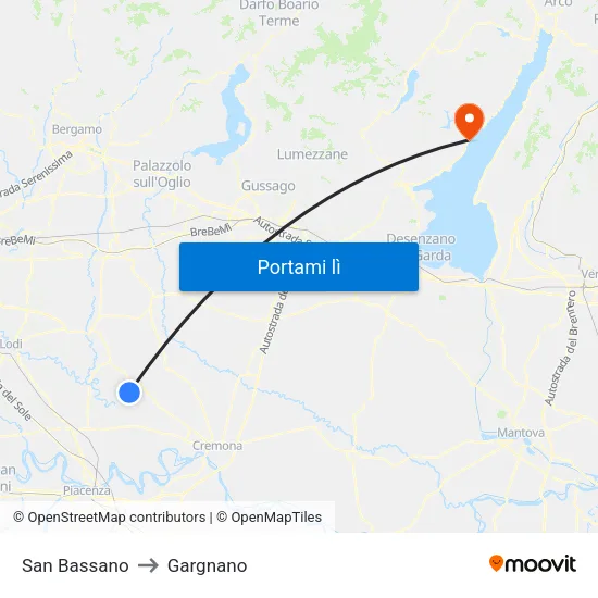 San Bassano to Gargnano map