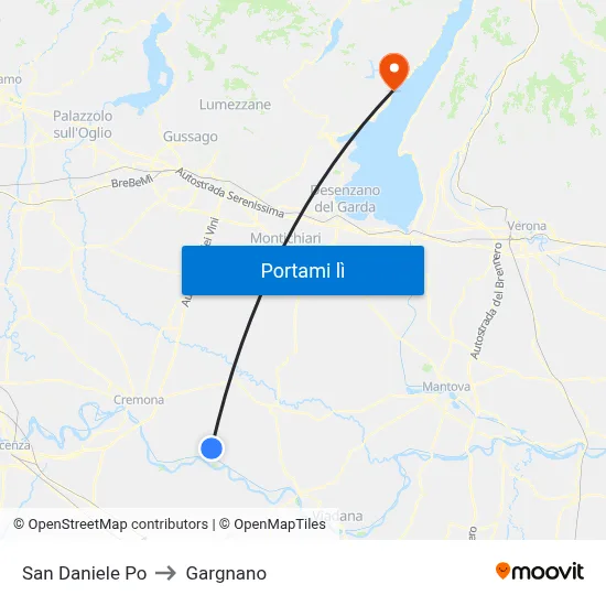 San Daniele Po to Gargnano map