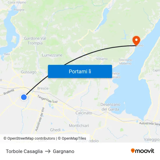 Torbole Casaglia to Gargnano map