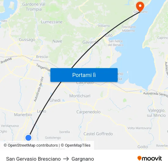 San Gervasio Bresciano to Gargnano map