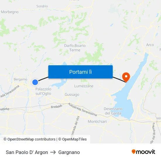 San Paolo D' Argon to Gargnano map