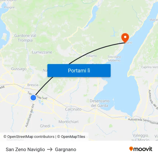 San Zeno Naviglio to Gargnano map