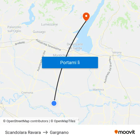 Scandolara Ravara to Gargnano map