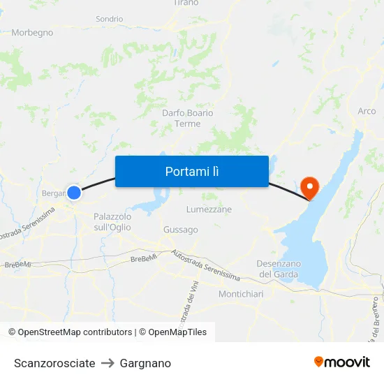 Scanzorosciate to Gargnano map