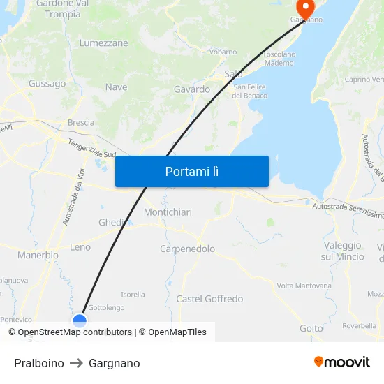Pralboino to Gargnano map