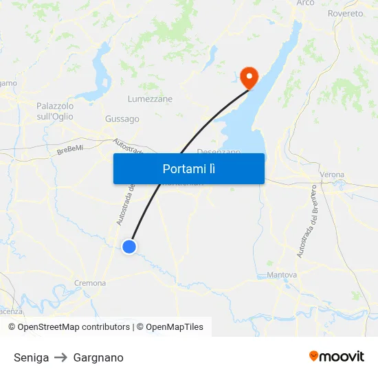 Seniga to Gargnano map