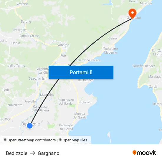 Bedizzole to Gargnano map