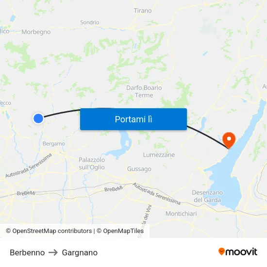 Berbenno to Gargnano map