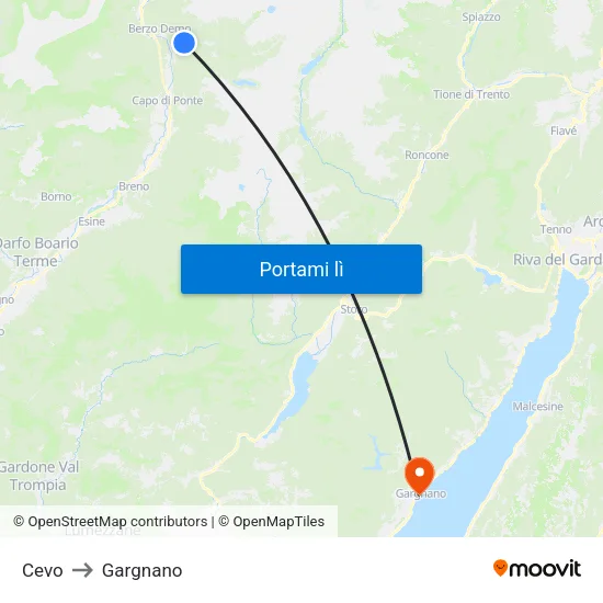 Cevo to Gargnano map