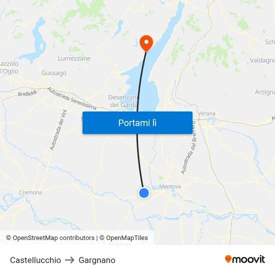 Castellucchio to Gargnano map