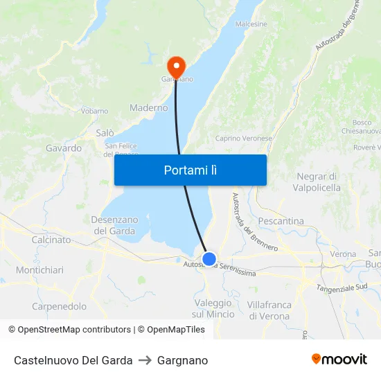 Castelnuovo Del Garda to Gargnano map