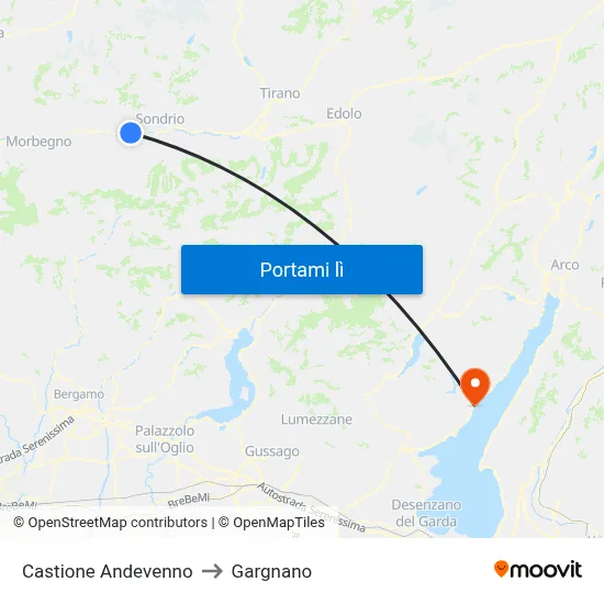 Castione Andevenno to Gargnano map