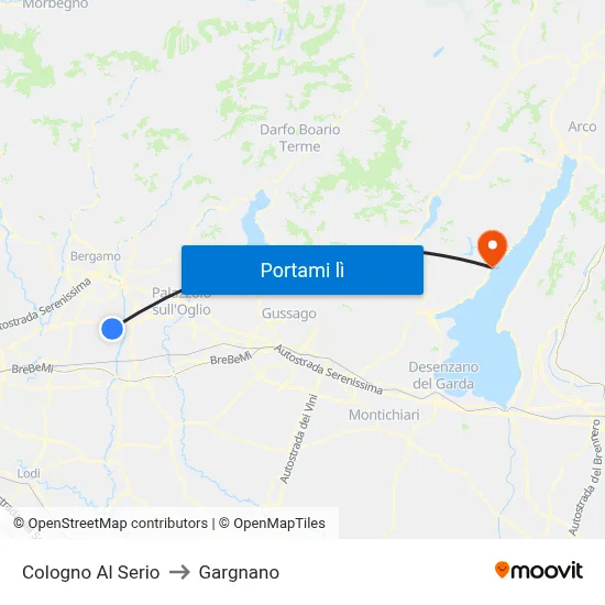 Cologno Al Serio to Gargnano map