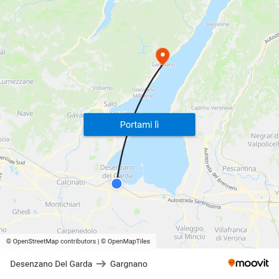 Desenzano Del Garda to Gargnano map