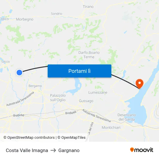 Costa Valle Imagna to Gargnano map