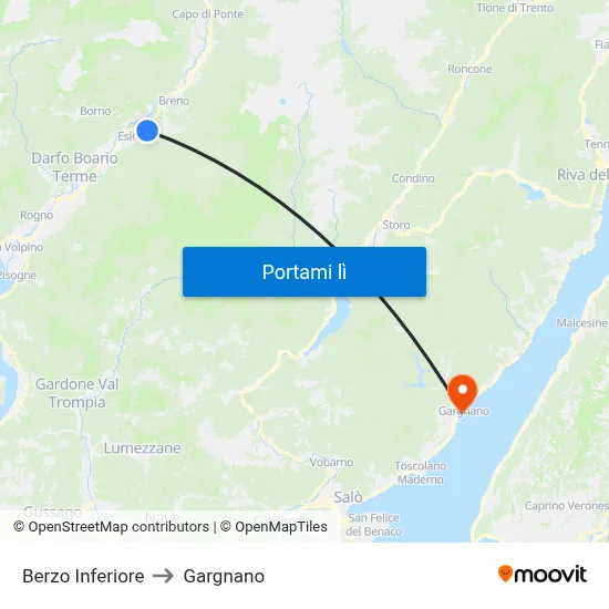 Berzo Inferiore to Gargnano map