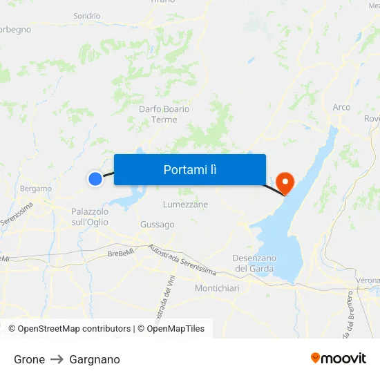 Grone to Gargnano map