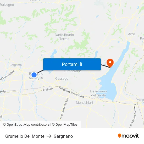 Grumello Del Monte to Gargnano map