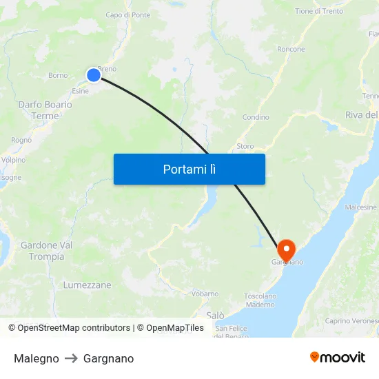 Malegno to Gargnano map