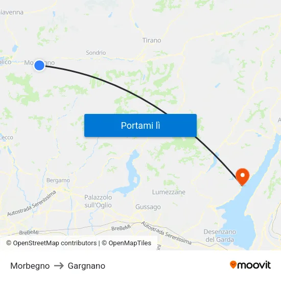 Morbegno to Gargnano map