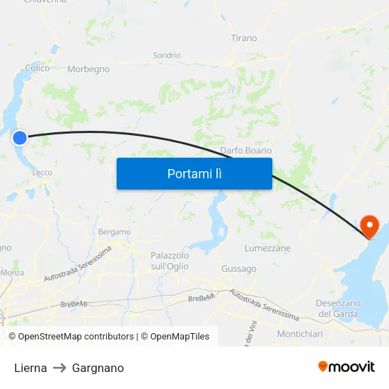 Lierna to Gargnano map