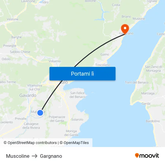 Muscoline to Gargnano map